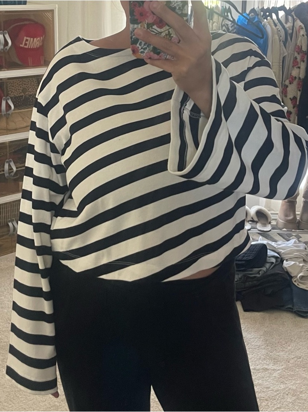 Maeve Black & White Striped Long Sleeve Tee NWT!